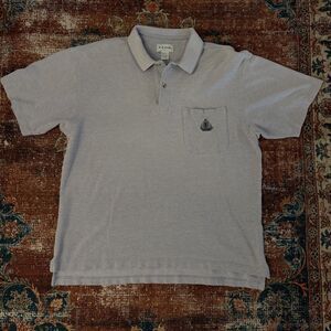 VTG IZOD Mens Polo Shirt Large Gray Pocket Logo Cotton Classic Preppy Casual 90s